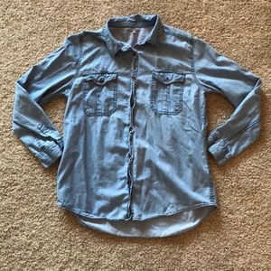 Denim button up top